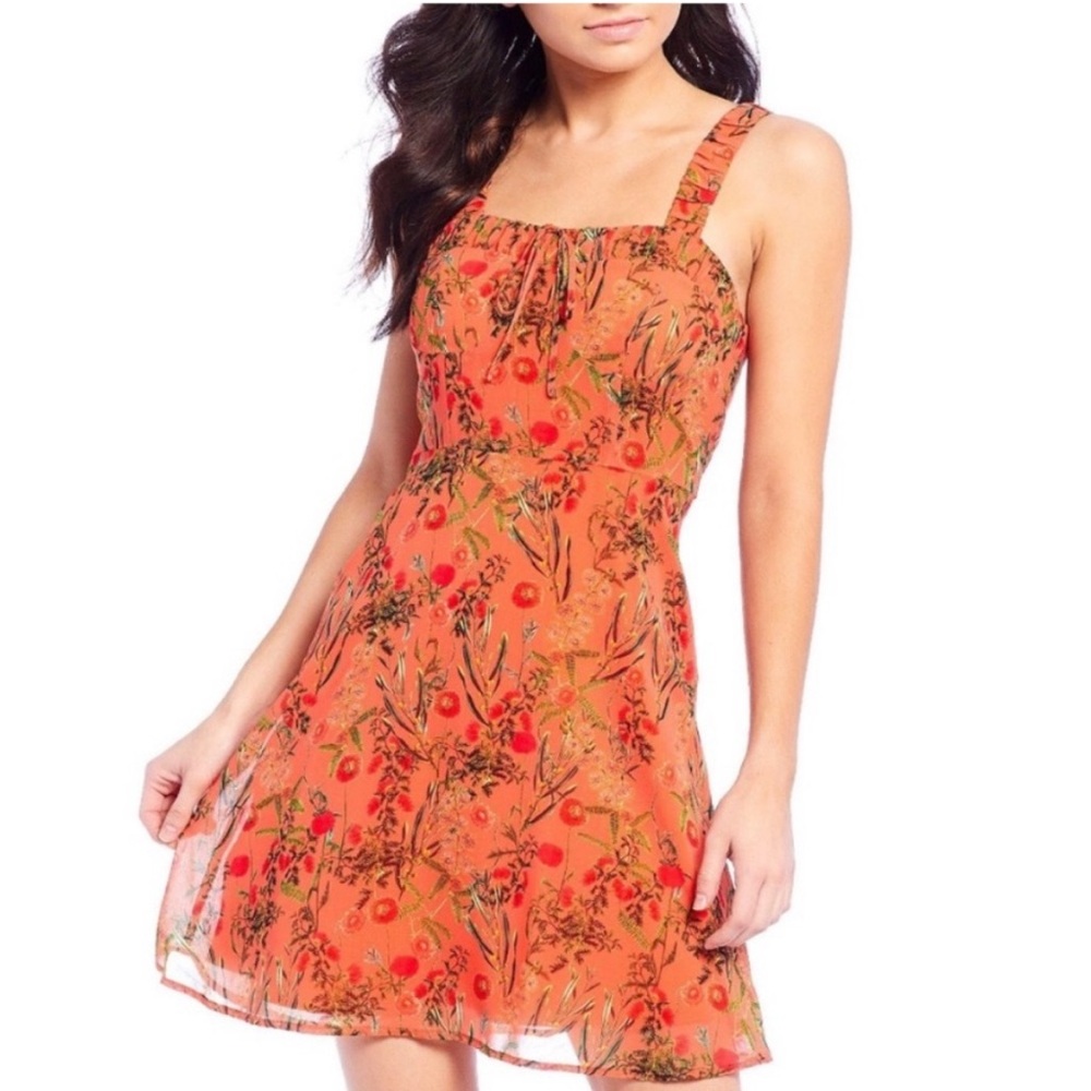 Gianni Bini Peach Floral Jane Printed Dress Size 4
